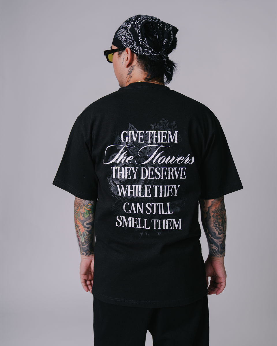 Give Flowers | Heavyweight Black Graphic Tee
