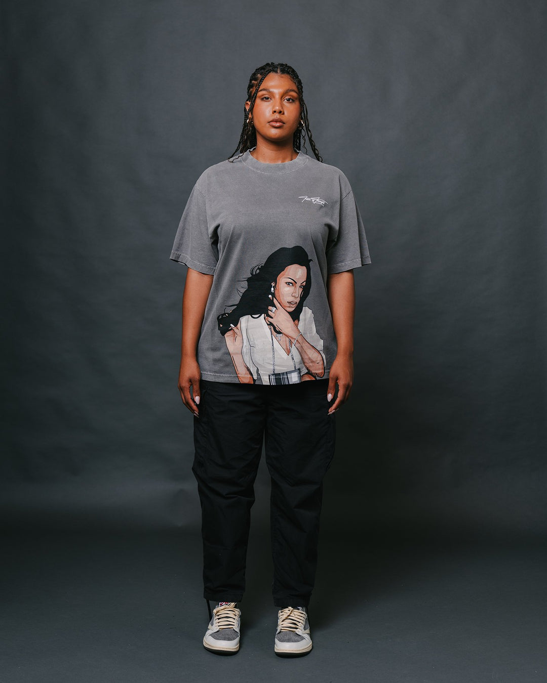 Ashanti Big Face Oversized Cement Tee - trainofthoughtcollective