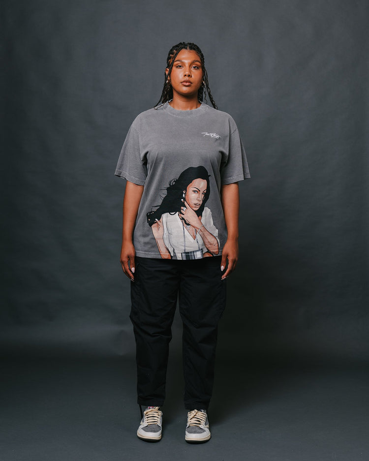Ashanti Big Face Oversized Cement Tee - trainofthoughtcollective