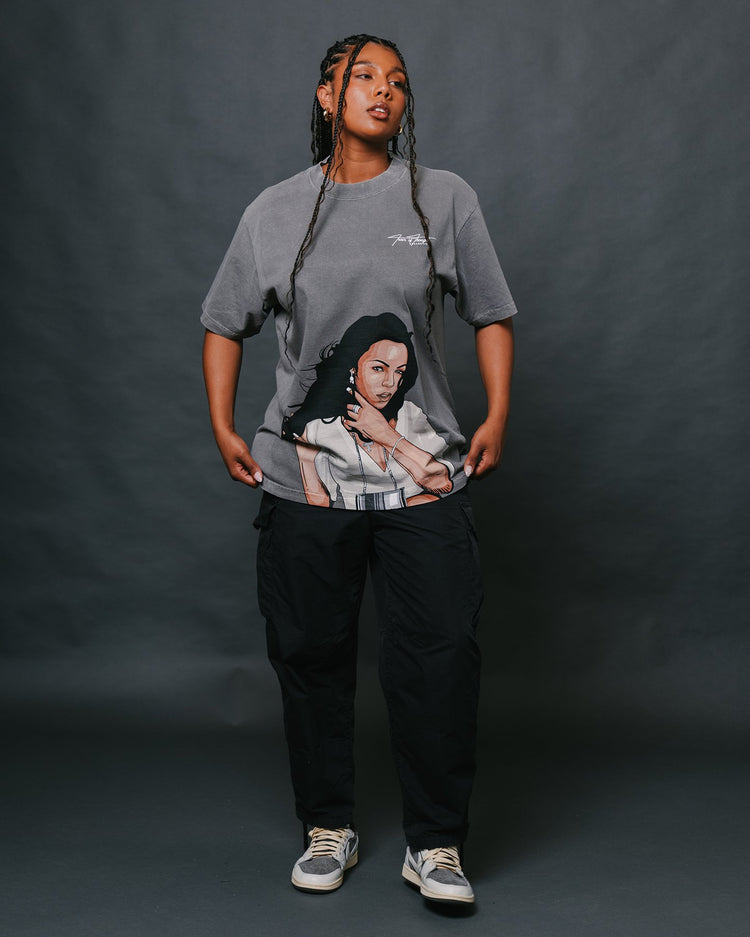 Ashanti Big Face Oversized Cement Tee - trainofthoughtcollective