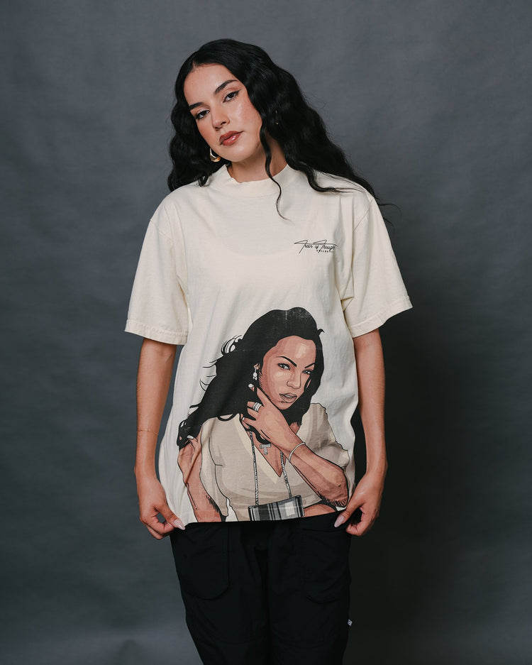 Ashanti Big Face Oversized Cream Tee - trainofthoughtcollective