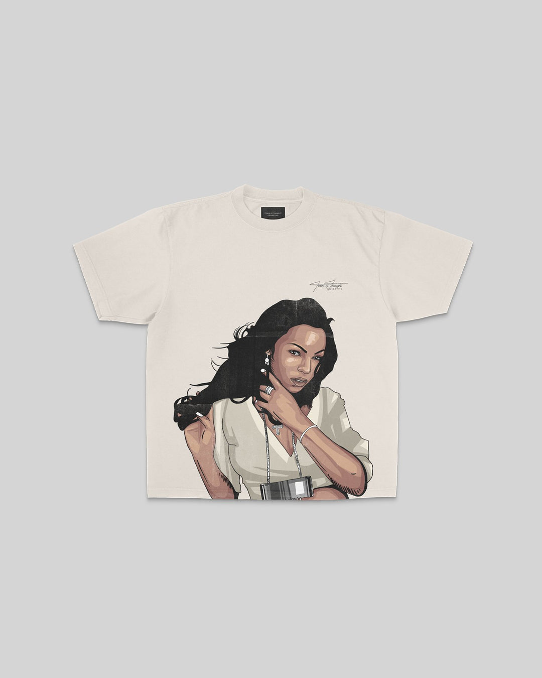Ashanti Big Face Oversized Cream Tee - trainofthoughtcollective