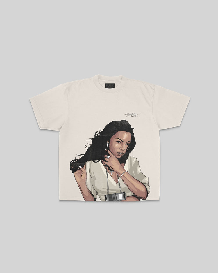 Ashanti Big Face Oversized Cream Tee - trainofthoughtcollective