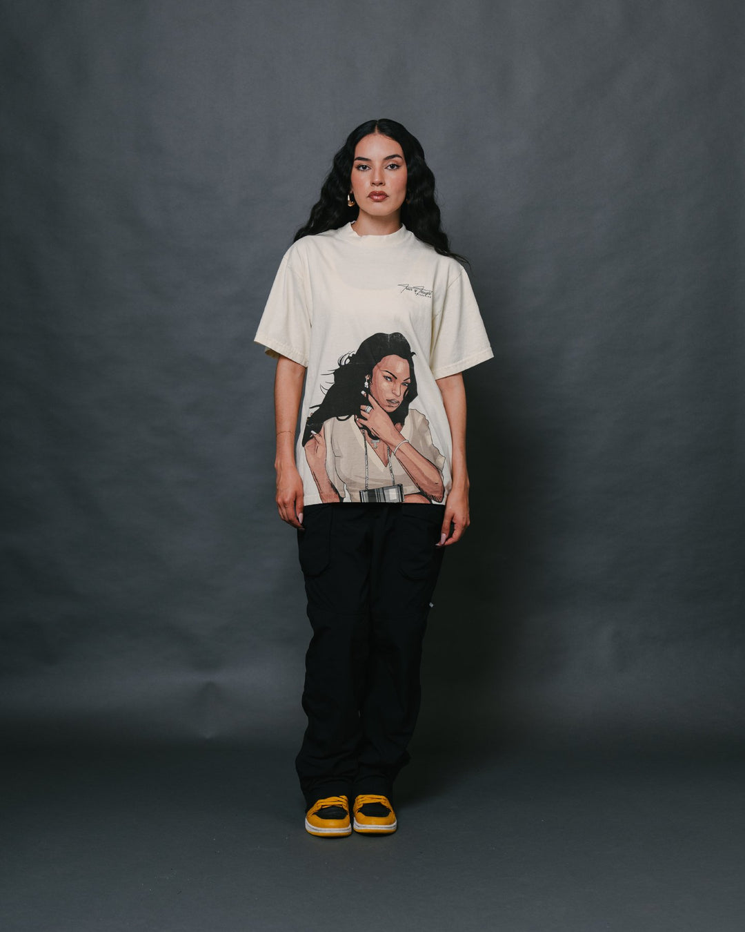Ashanti Big Face Oversized Cream Tee - trainofthoughtcollective