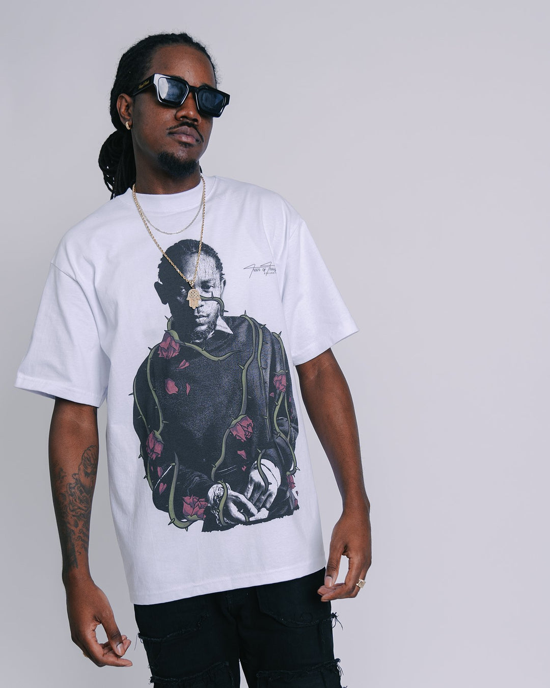 Dead Rose KDOT White Tee - trainofthoughtcollective