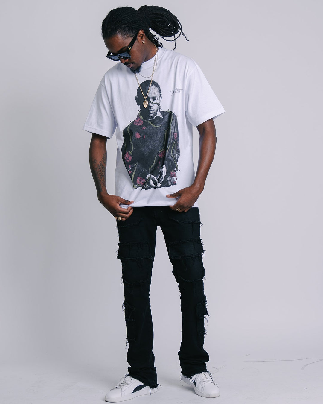 Dead Rose KDOT White Tee - trainofthoughtcollective