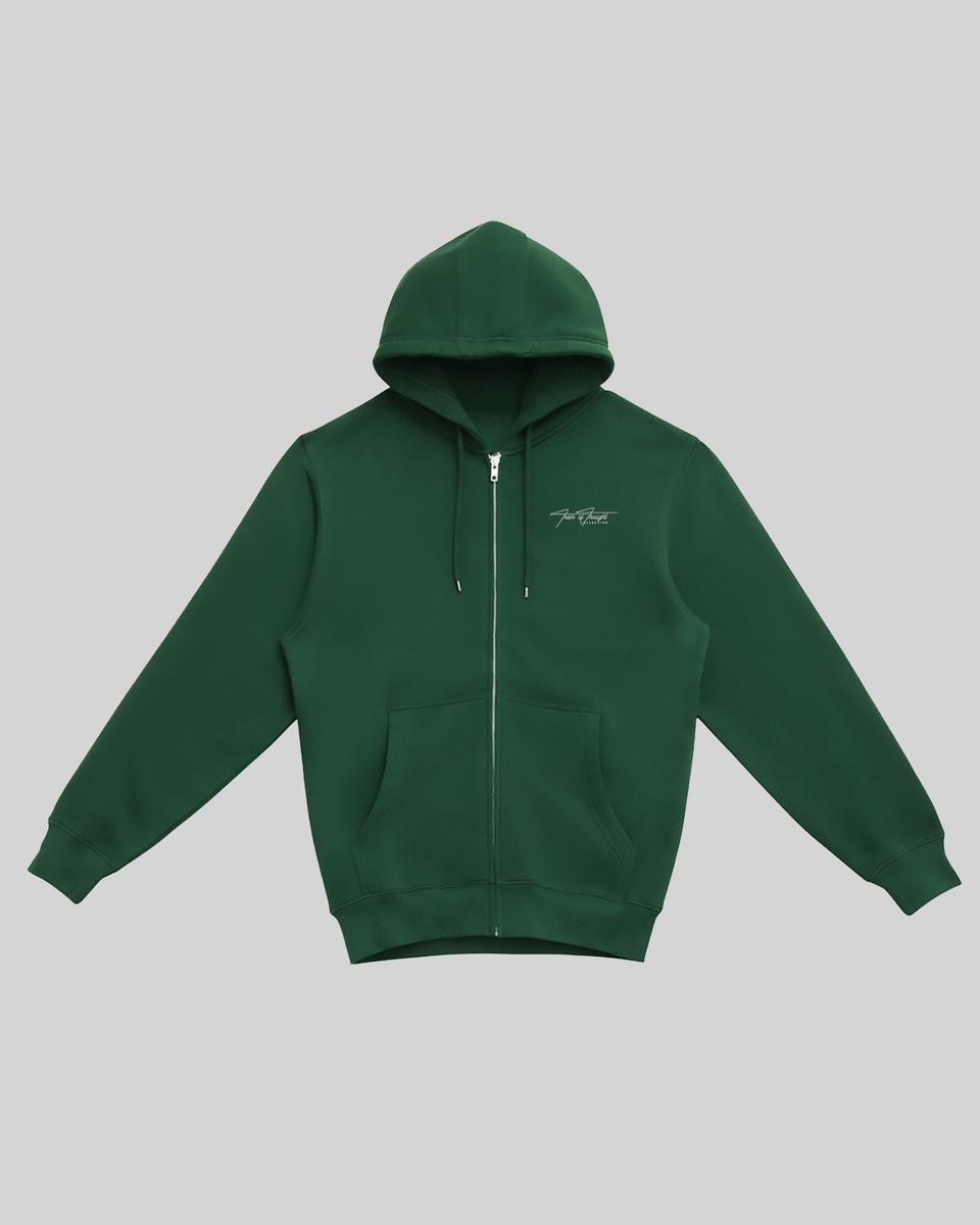 Don't Skip | Green Full Zip Hoodie – trainofthoughtcollective