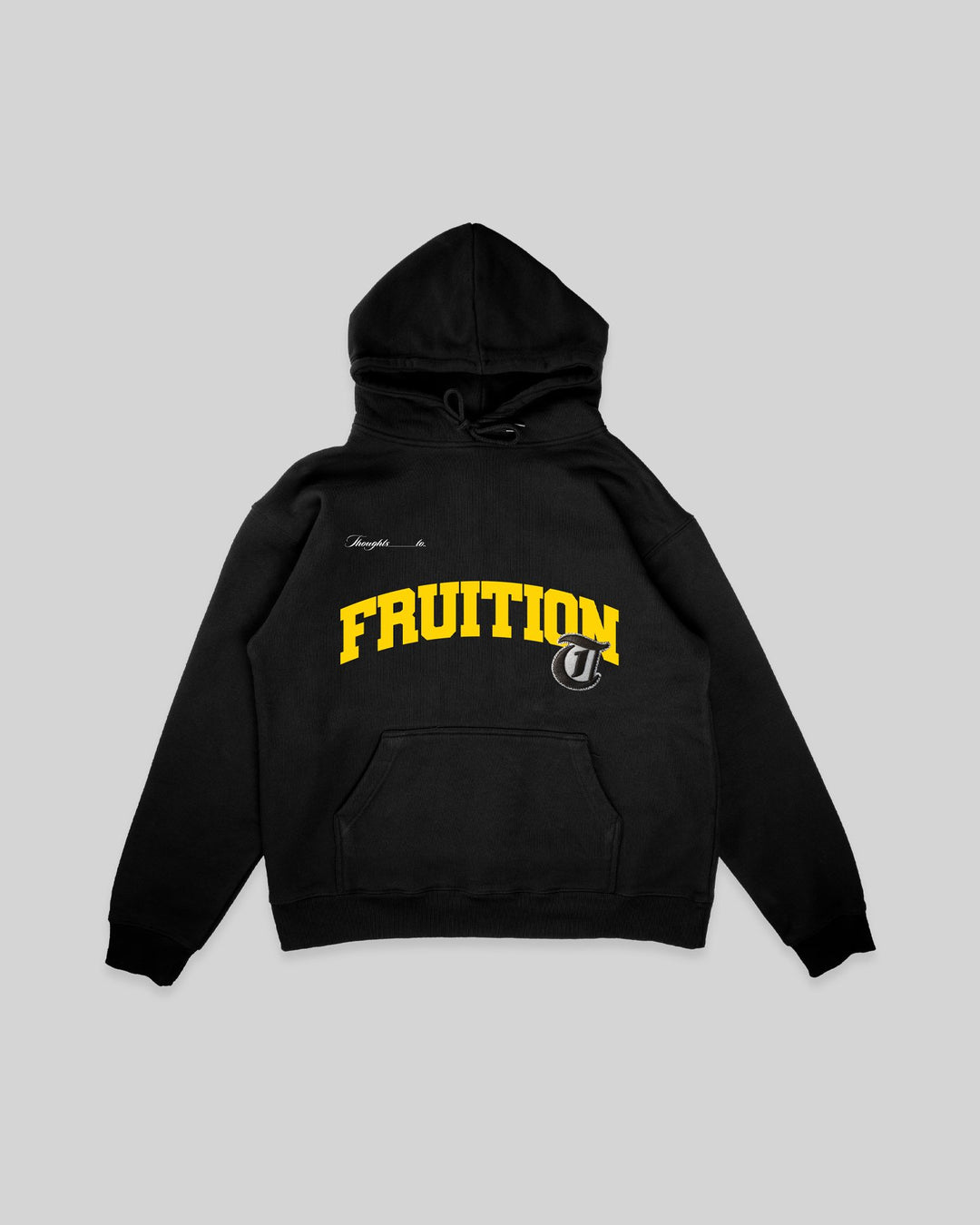 Fruition Applique Black Hoodie - trainofthoughtcollective