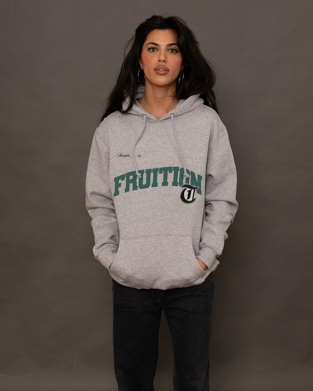 Fruition Applique Grey Hoodie - trainofthoughtcollective