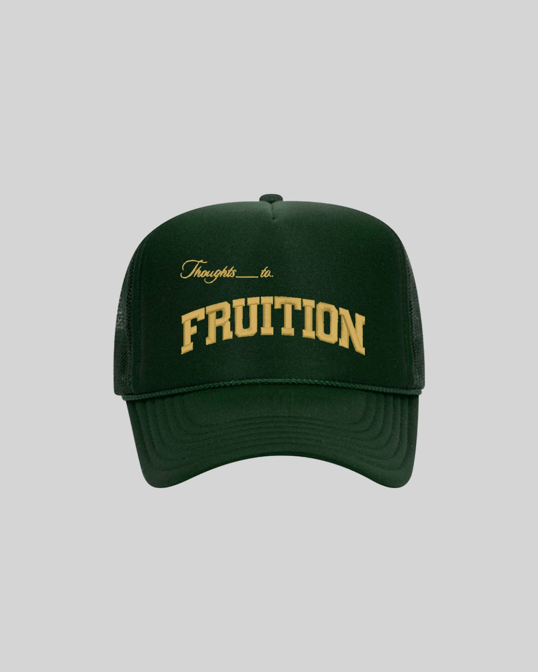 Fruition Dark Green 5 Panel Trucker Hat - trainofthoughtcollective