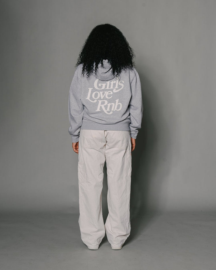 Girls Love Rnb V3 Full Zip Heather Grey Hoodie - trainofthoughtcollective