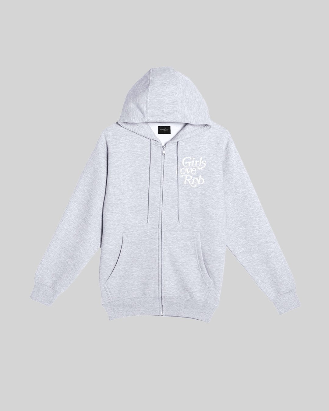 Girls Love Rnb V3 Full Zip Heather Grey Hoodie - trainofthoughtcollective