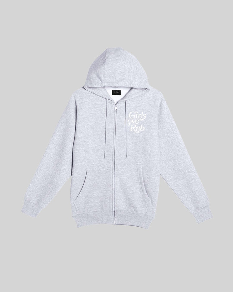 Girls Love Rnb V3 Full Zip Heather Grey Hoodie - trainofthoughtcollective