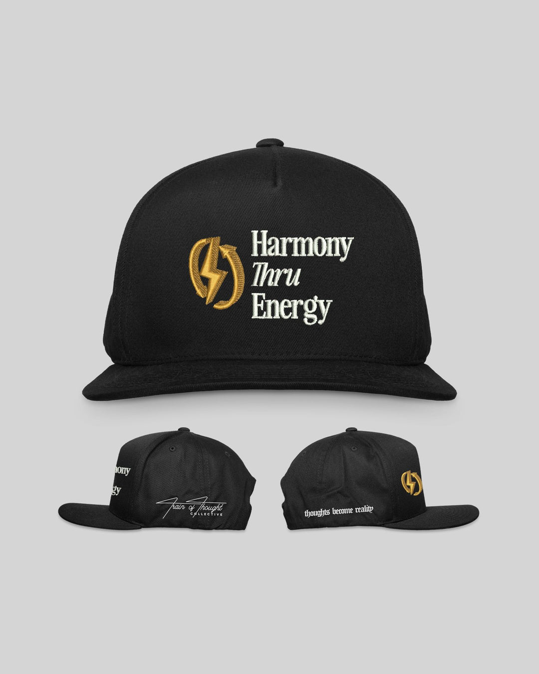 Harmony Thru Energy Black Snapback - trainofthoughtcollective