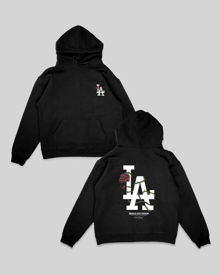 LA City Rose Black Hoodie - trainofthoughtcollective