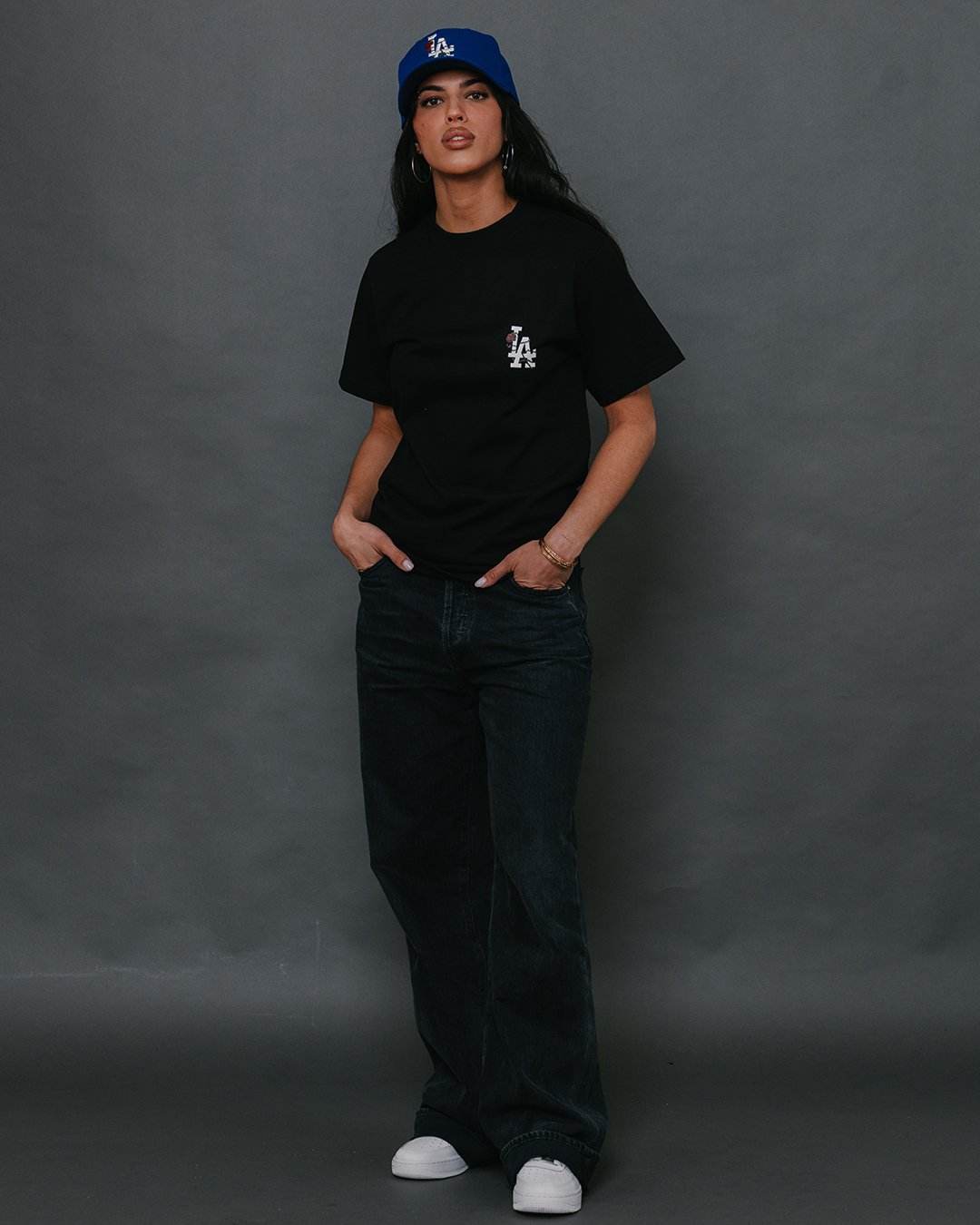 LA City Rose Black Tee - trainofthoughtcollective