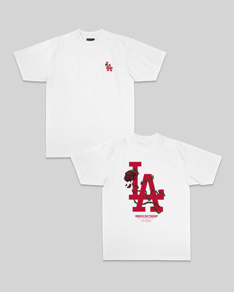 LA City Rose White Tee - trainofthoughtcollective