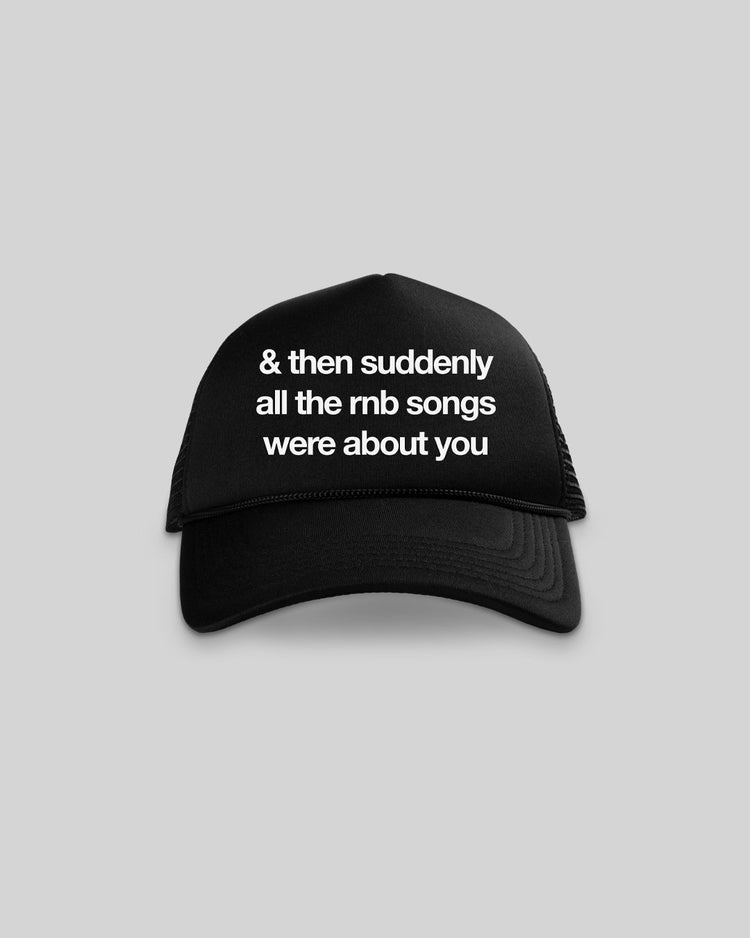 Love Songs Black 5 Panel Trucker Hat - trainofthoughtcollective