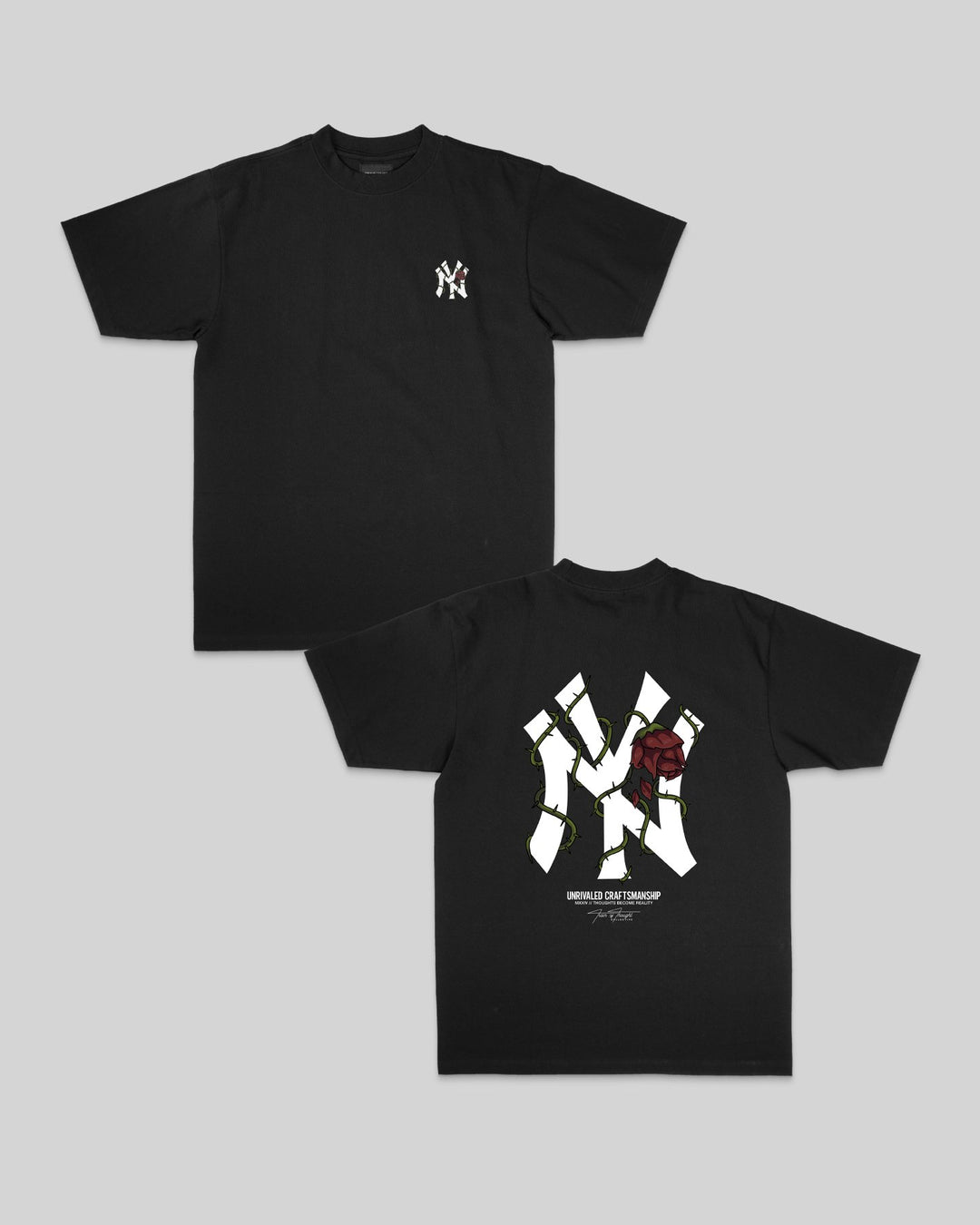 NY City Rose Black Tee - trainofthoughtcollective