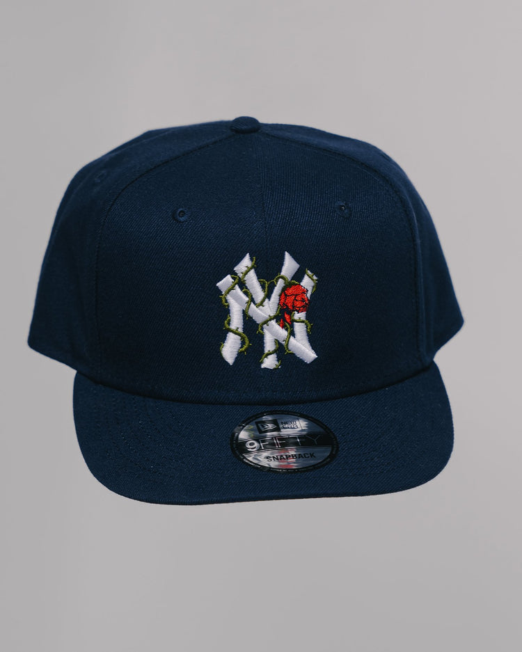 NY City Rose Navy Blue New Era Hat Snapback - trainofthoughtcollective