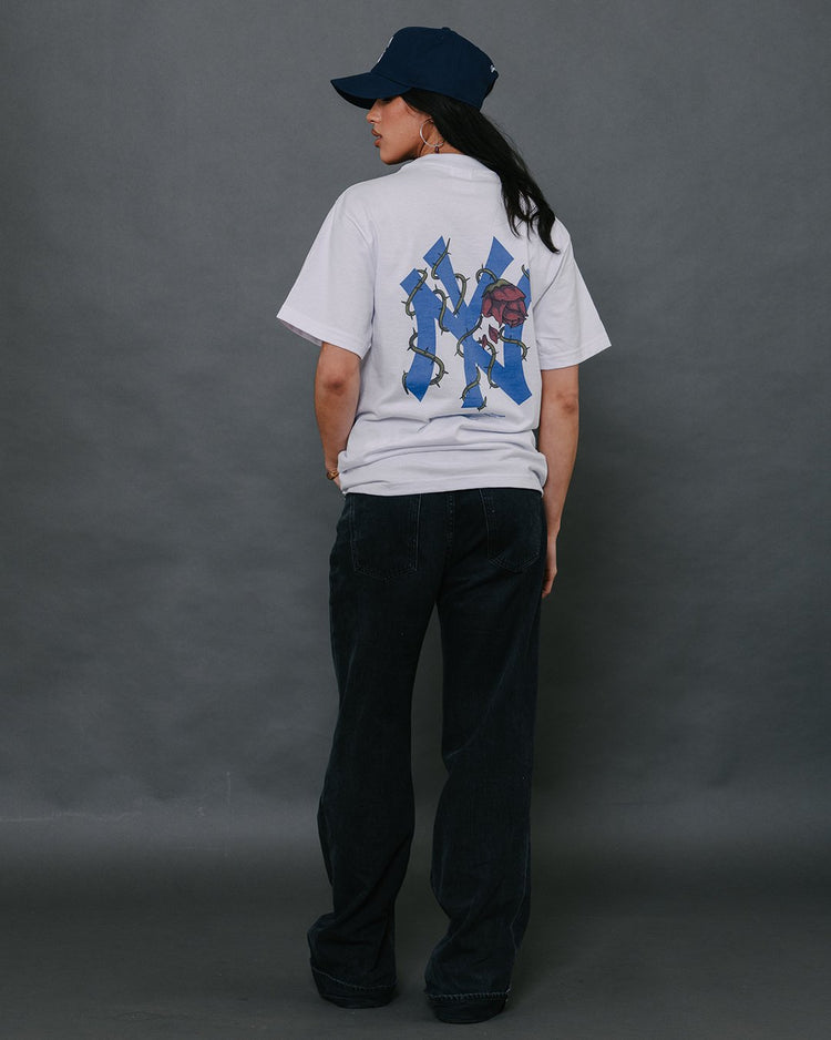 NY City Rose White Tee - trainofthoughtcollective