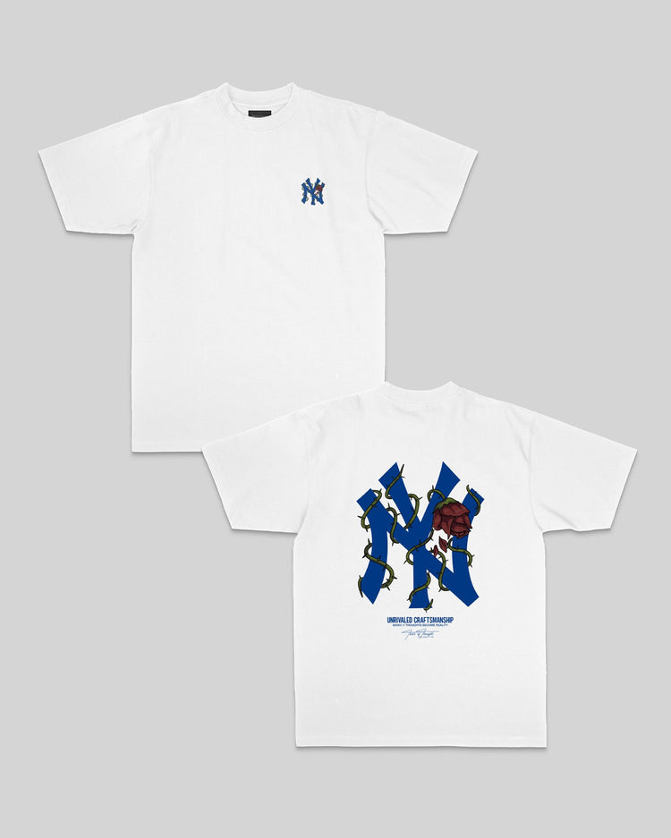 NY City Rose White Tee - trainofthoughtcollective