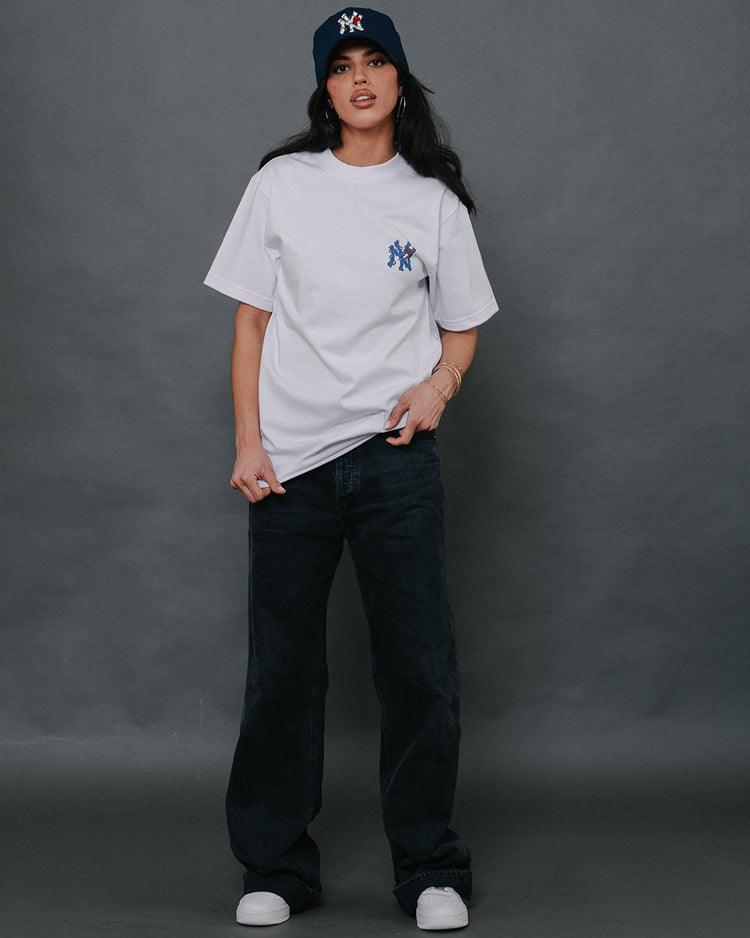 NY City Rose White Tee - trainofthoughtcollective