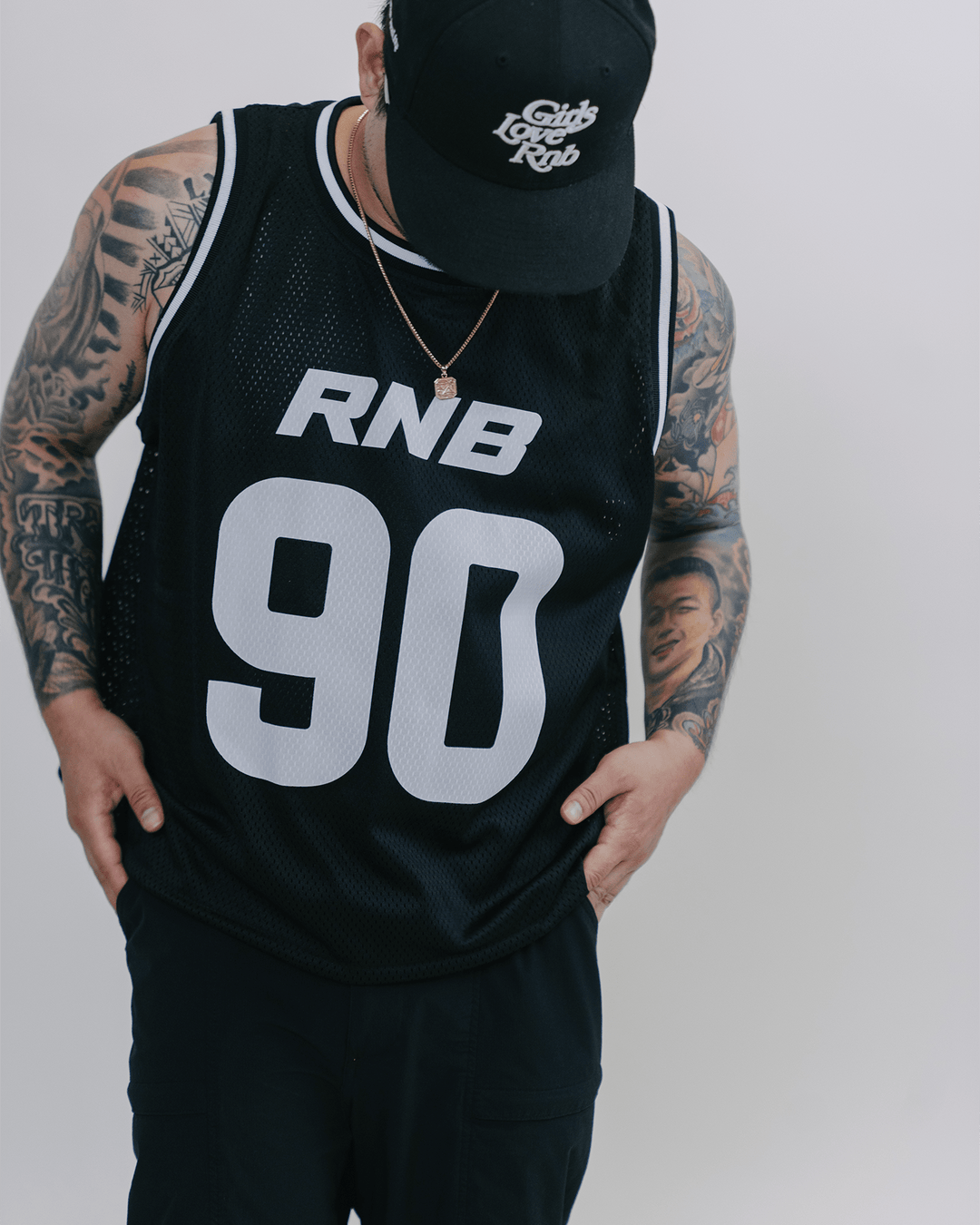 Rnb Every Morning V1 Cropped Black Basketball Jersey - trainofthoughtcollective