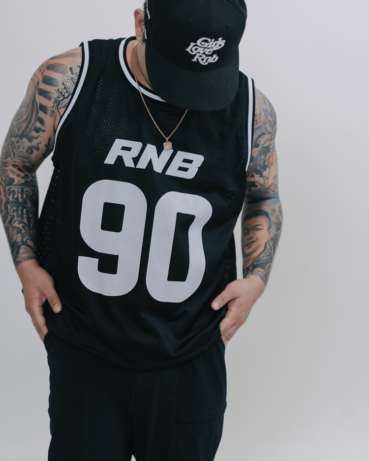Rnb Every Morning V1 Cropped Black Basketball Jersey - trainofthoughtcollective