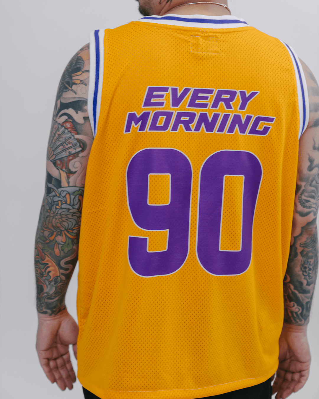 Rnb Every Morning V1 Cropped Gold Basketball Jersey - trainofthoughtcollective