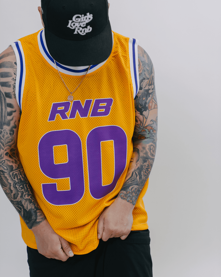Rnb Every Morning V1 Cropped Gold Basketball Jersey - trainofthoughtcollective