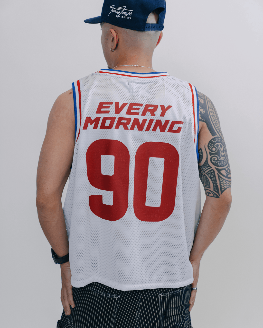Rnb Every Morning V1 Cropped White Basketball Jersey - trainofthoughtcollective