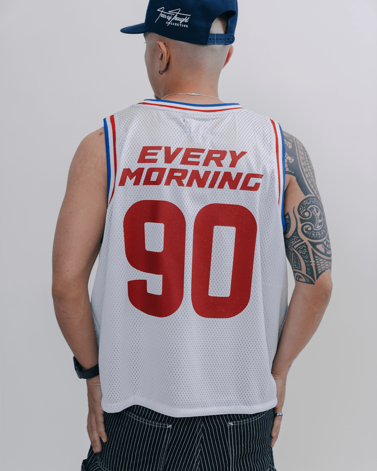 Rnb Every Morning V1 Cropped White Basketball Jersey - trainofthoughtcollective
