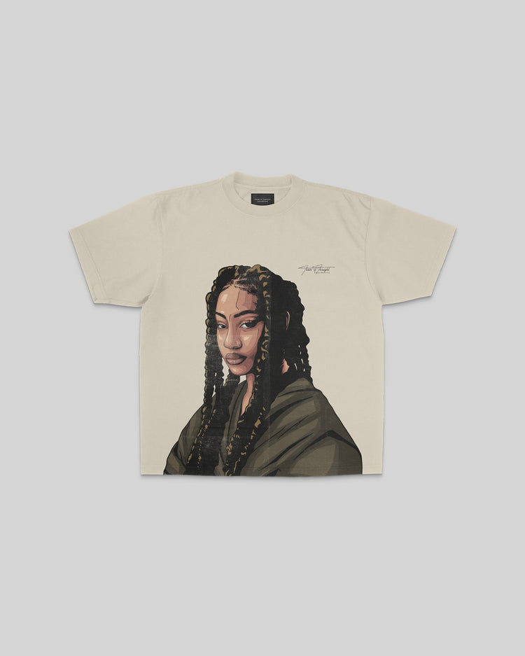 Tems Big Face Oversized Oatmeal Tee - trainofthoughtcollective