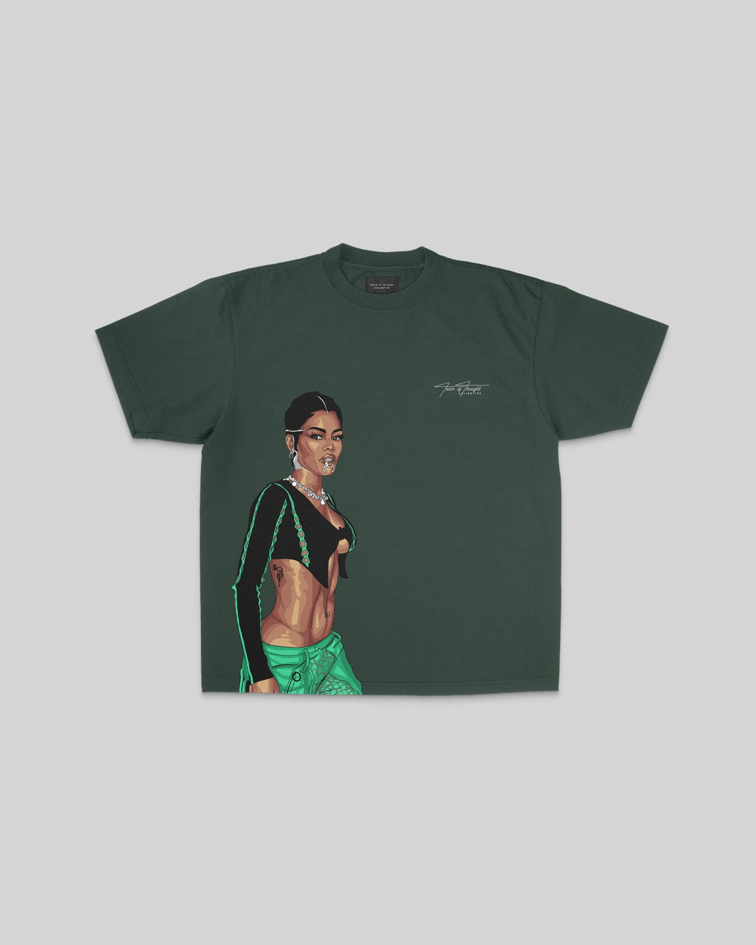 Teyana Big Face Oversized Green Tee - trainofthoughtcollective