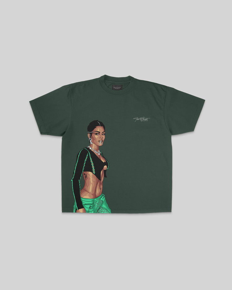 Teyana Big Face Oversized Green Tee - trainofthoughtcollective