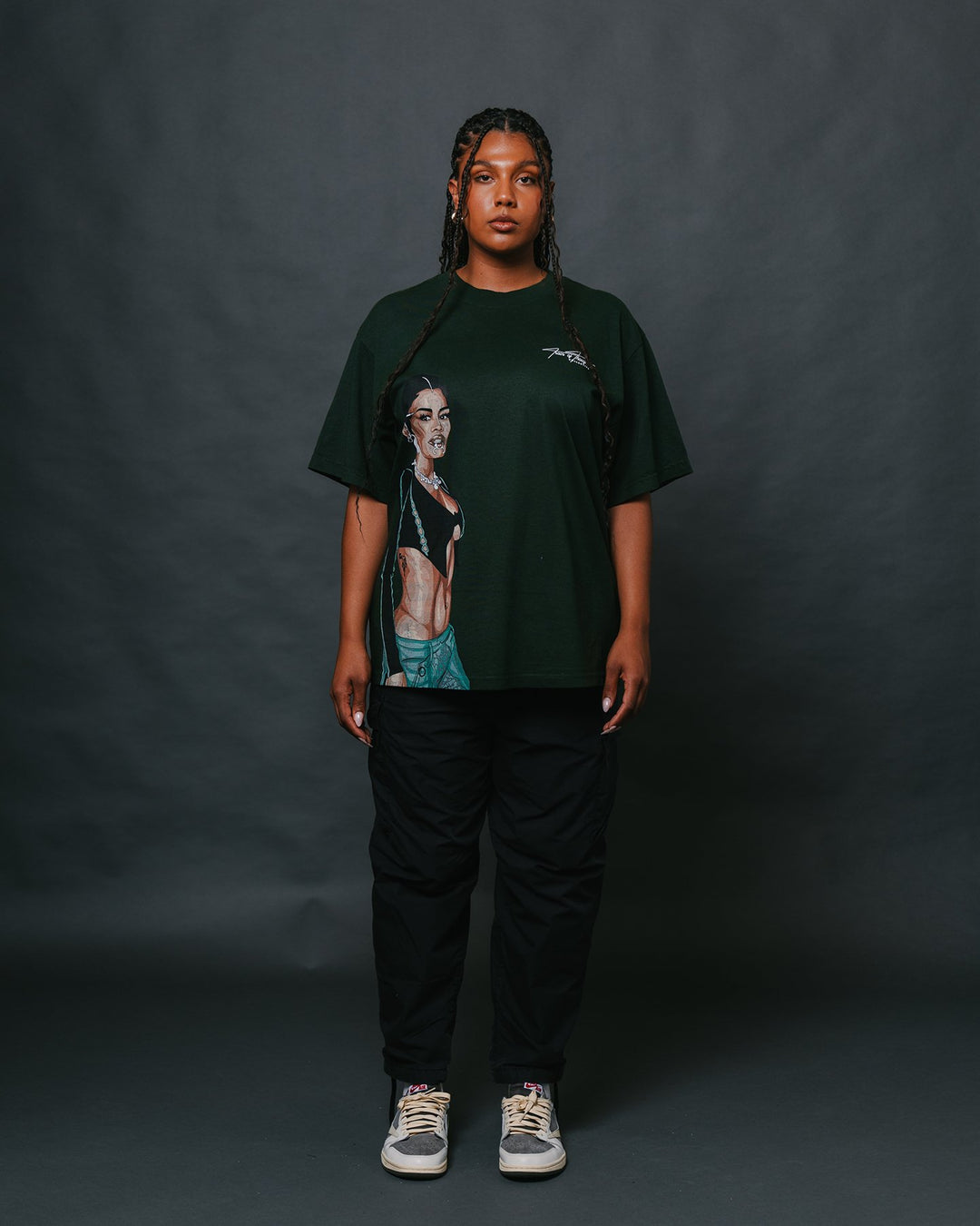 Teyana Big Face Oversized Green Tee - trainofthoughtcollective