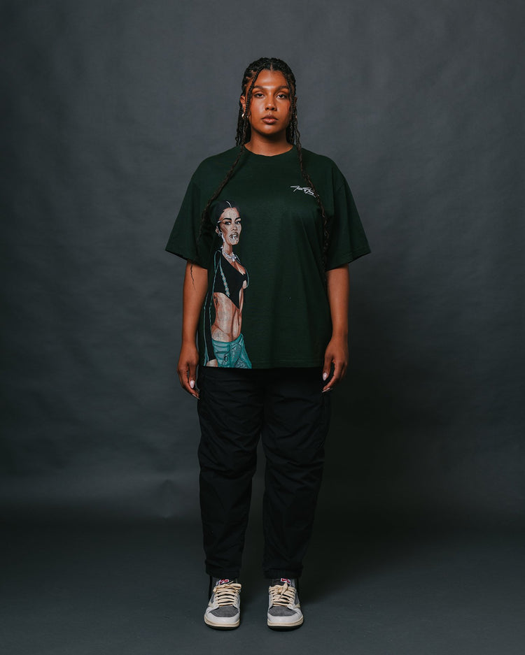 Teyana Big Face Oversized Green Tee - trainofthoughtcollective