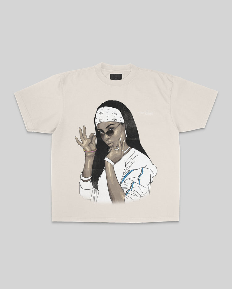 Aaliyah Big Face Oversized Cream Tee - trainofthoughtcollective