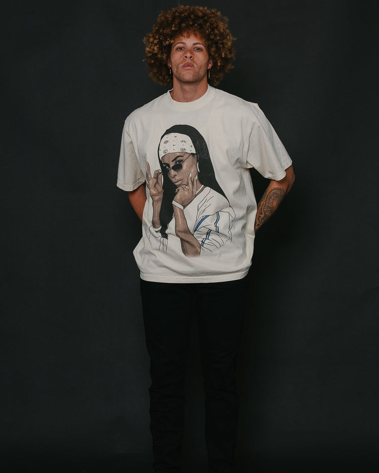 Aaliyah Big Face Oversized Cream Tee - trainofthoughtcollective