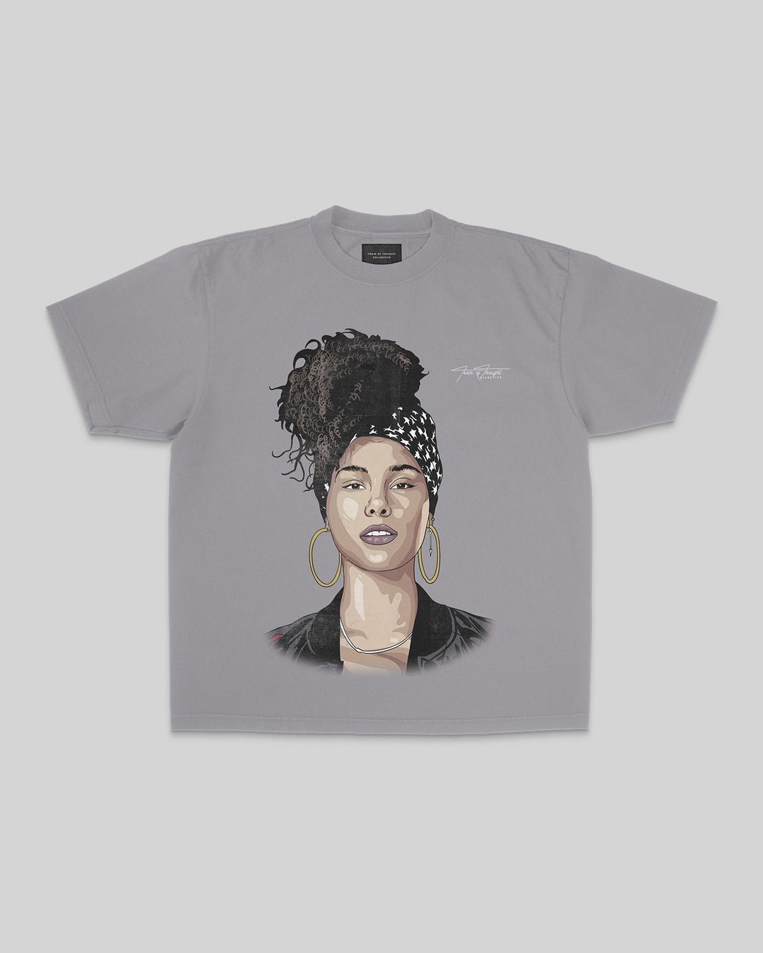 Alicia keys Big Face Oversized Cement Tee - trainofthoughtcollective