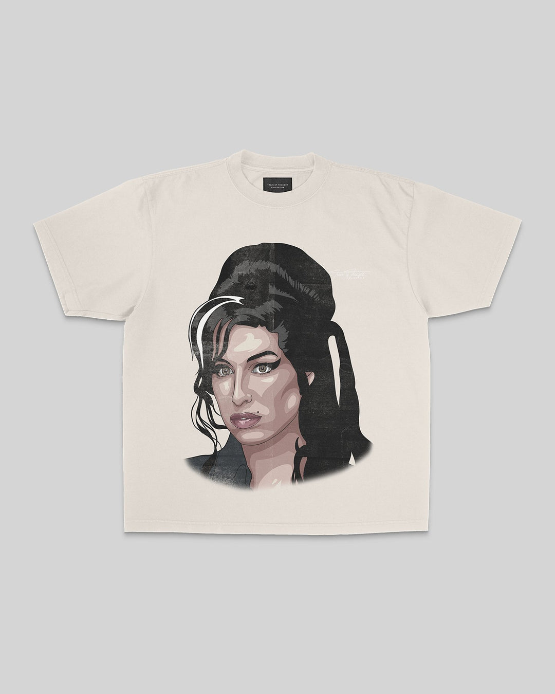 Amy Big Face Oversized Cream Tee - trainofthoughtcollective