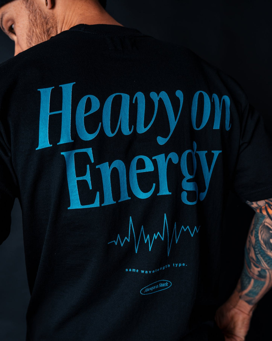 Heavy On Energy Black Tee - trainofthoughtcollective