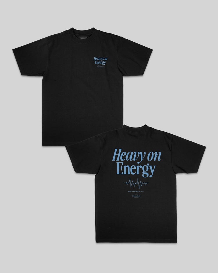 Heavy On Energy Black Tee - trainofthoughtcollective