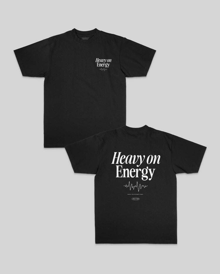 Heavy On Energy Black Tee V2 - trainofthoughtcollective