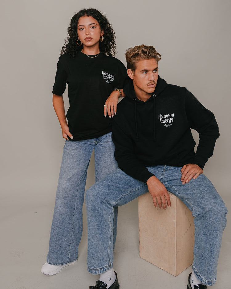 Heavy On Energy Black Tee V2 - trainofthoughtcollective