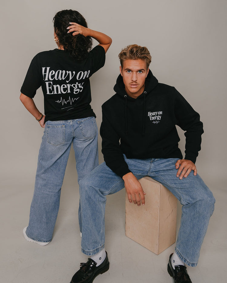 Heavy On Energy Black Tee V2 - trainofthoughtcollective