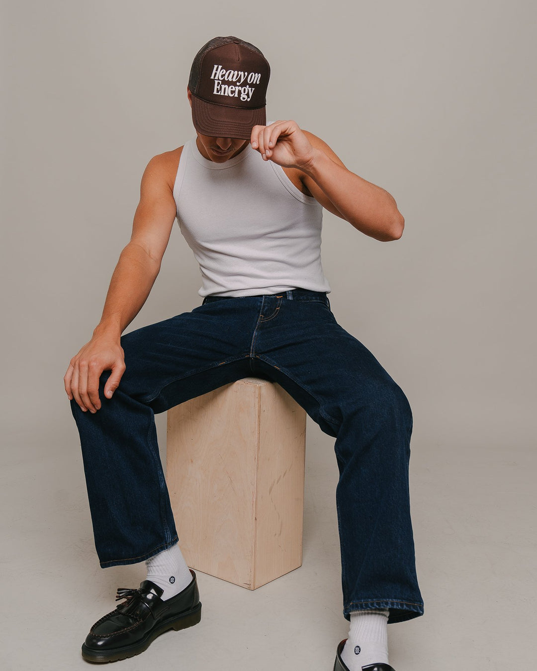 Heavy On Energy Brown 5 Panel Trucker Hat - trainofthoughtcollective