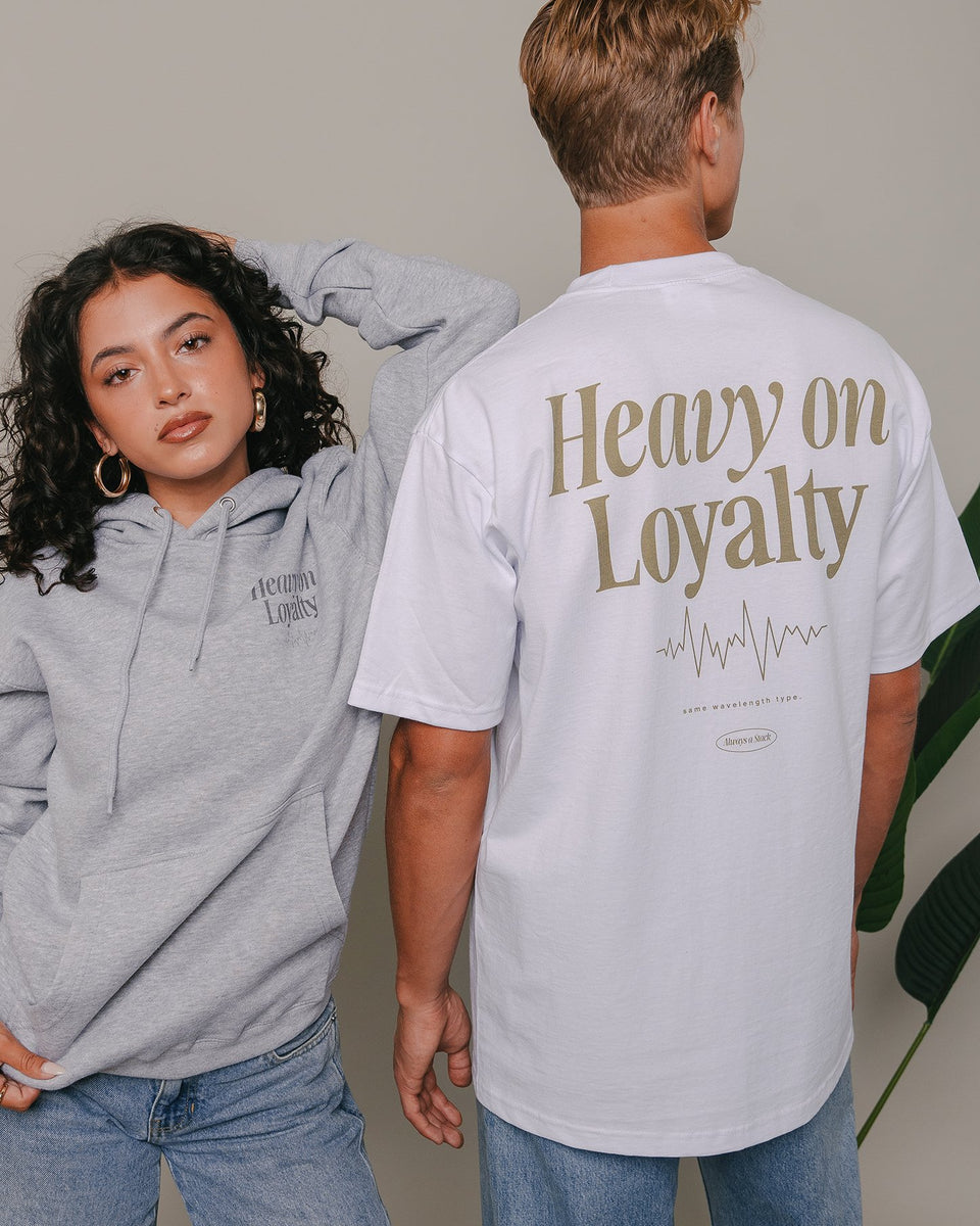 Heavy On Loyalty White Tee V2 trainofthoughtcollective