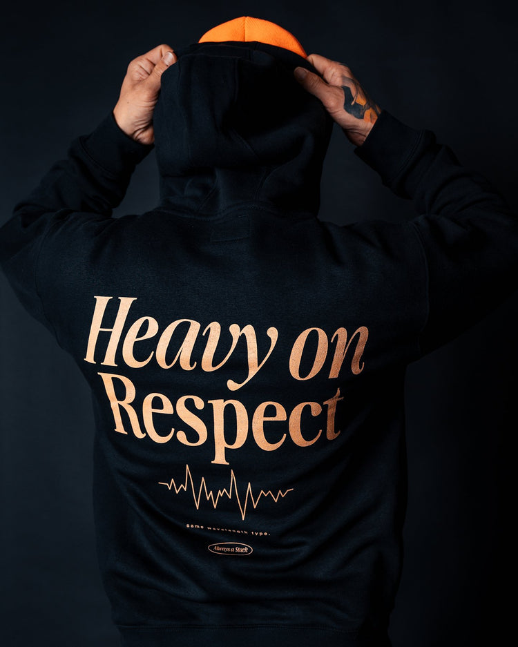 Heavy On Respect Black Hoodie - trainofthoughtcollective
